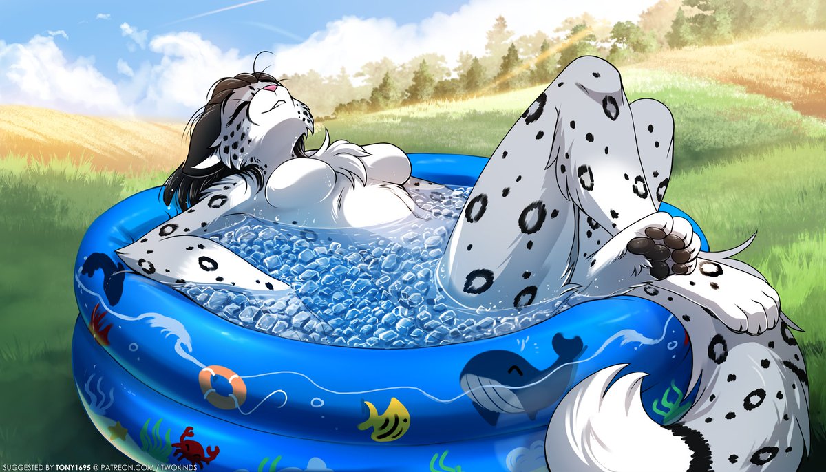 TwoKinds's tweet photo. Adira beats the summer heat with a kiddie pool full of ice cubes, suggested by Tony1695! https://t.co/My4Nxu95di