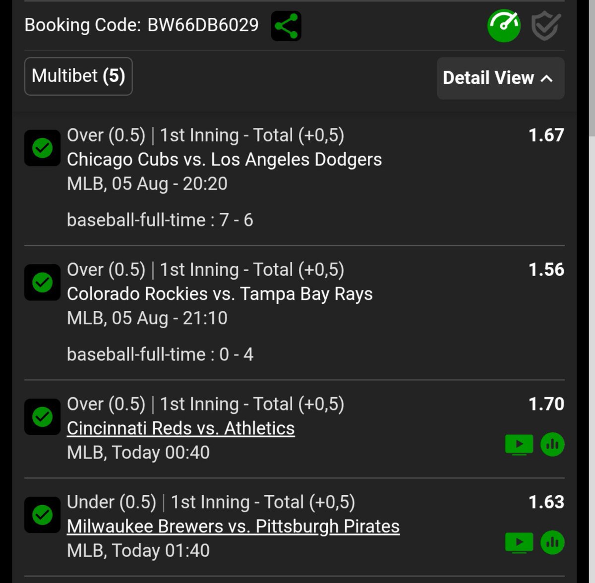 ChefDee08's tweet photo. 1st innings totals ✅

4 in ✅

1 game left on both slips, cash outs are open! 🔥🏆 https://t.co/lPRiBkmseD