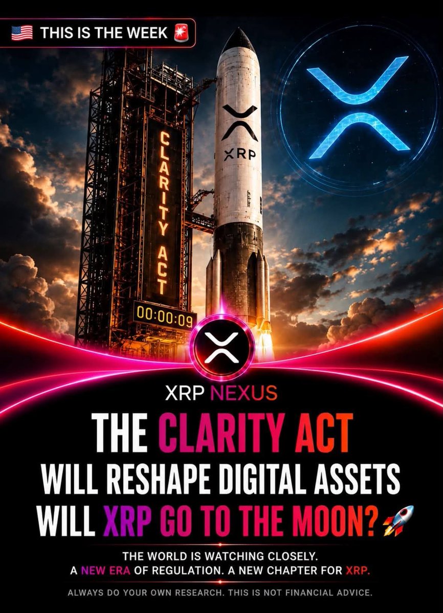 IvankaTrump024's tweet photo. 🇺🇸THIS COULD BE THE WEEK.🚨

The CLARITY Act could reshape how digital assets are regulated across the United States—and the rest of the world will be watching closely.
Clearer rules could unlock stronger institutional confidence, broader adoption and a major new chapter for the crypto industry.
Could this finally be the catalyst that sends XRP toward the moon?🚀