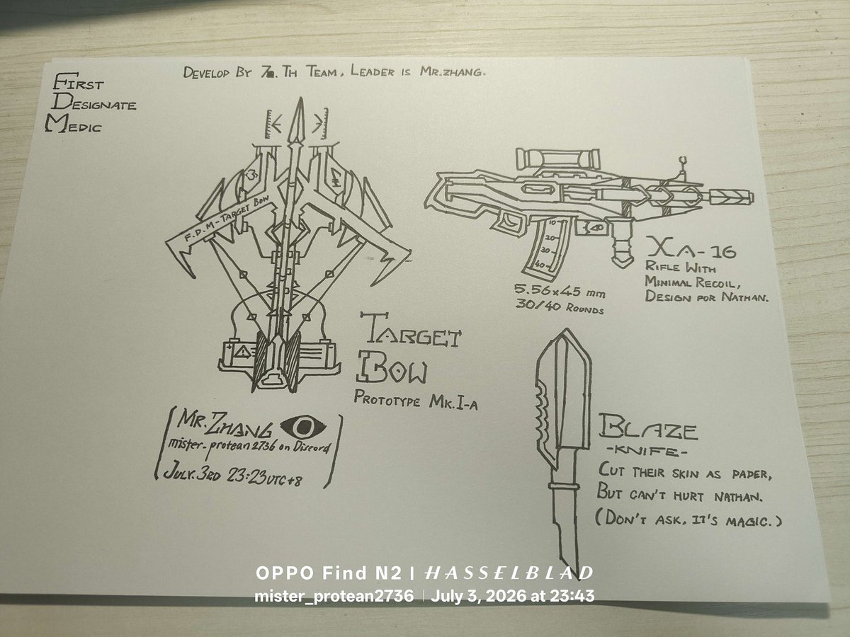 AngelVi70181504's tweet photo. F.D.M Nathan’s weapons (credits to @Zhang_and_Angel, and also fact, F.D.M Nathan has a device inside him that limits his powers, abilities, and true form’s strengths, in case if Nathan ends up accidentally causing a “catastrophe”, reminder of FDM Nathan’s appearance btw) https://t.co/VW4xNmYKEc