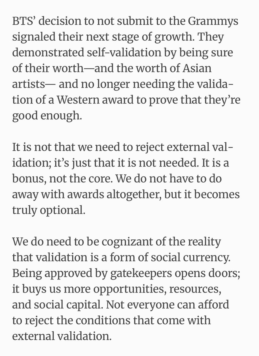 mint_suga80's tweet photo. Really good piece in a Philippine newspaper today about BTS’ decision not to submit to scammys and what we can all learn from it 💜

https://t.co/LtmeRJQILv https://t.co/4t2CeBG7Y4