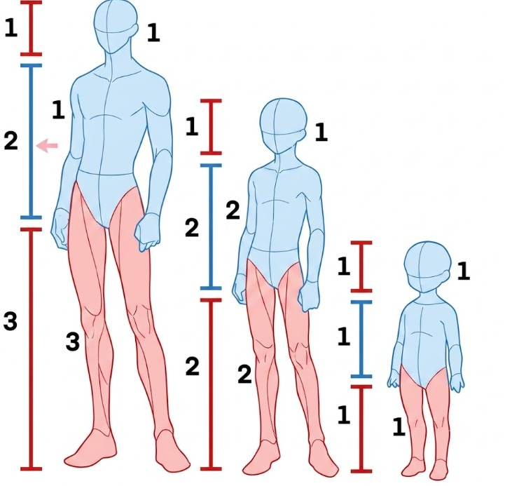sodaguyx's tweet photo. Follow these proportions to make children. https://t.co/NYAuSTW8Sm