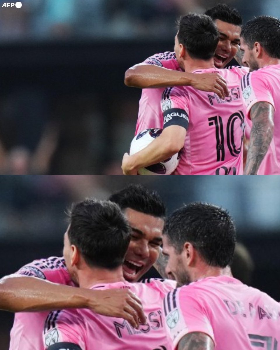 InvictosSomos's tweet photo. Y un día, vimos a Casemiro festejando un golazo de Lionel Messi. La secuencia que hace unos meses lucía imposible, hoy se hizo realidad. El mediocentro brasileño que se hizo leyenda en el Real Madrid celebrando junto a la máxima leyenda del FC Barcelona. De decirse de todo en Clásicos de España, a compartir equipo en el tramo final de sus carreras. Qué historias nos regala la pelotita. EXCESO DE CINE.