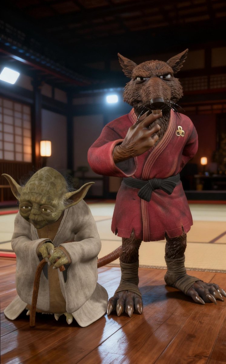 cleverjerk21's tweet photo. The Masters 🙌
@veve_official @starwars @TMNT
#Yoda #Splinter #Sensei #Master
#digitalcollectibles #AugmentedReality
#AI #MTFBWY #TurtlePower https://t.co/ZEVuqDY642