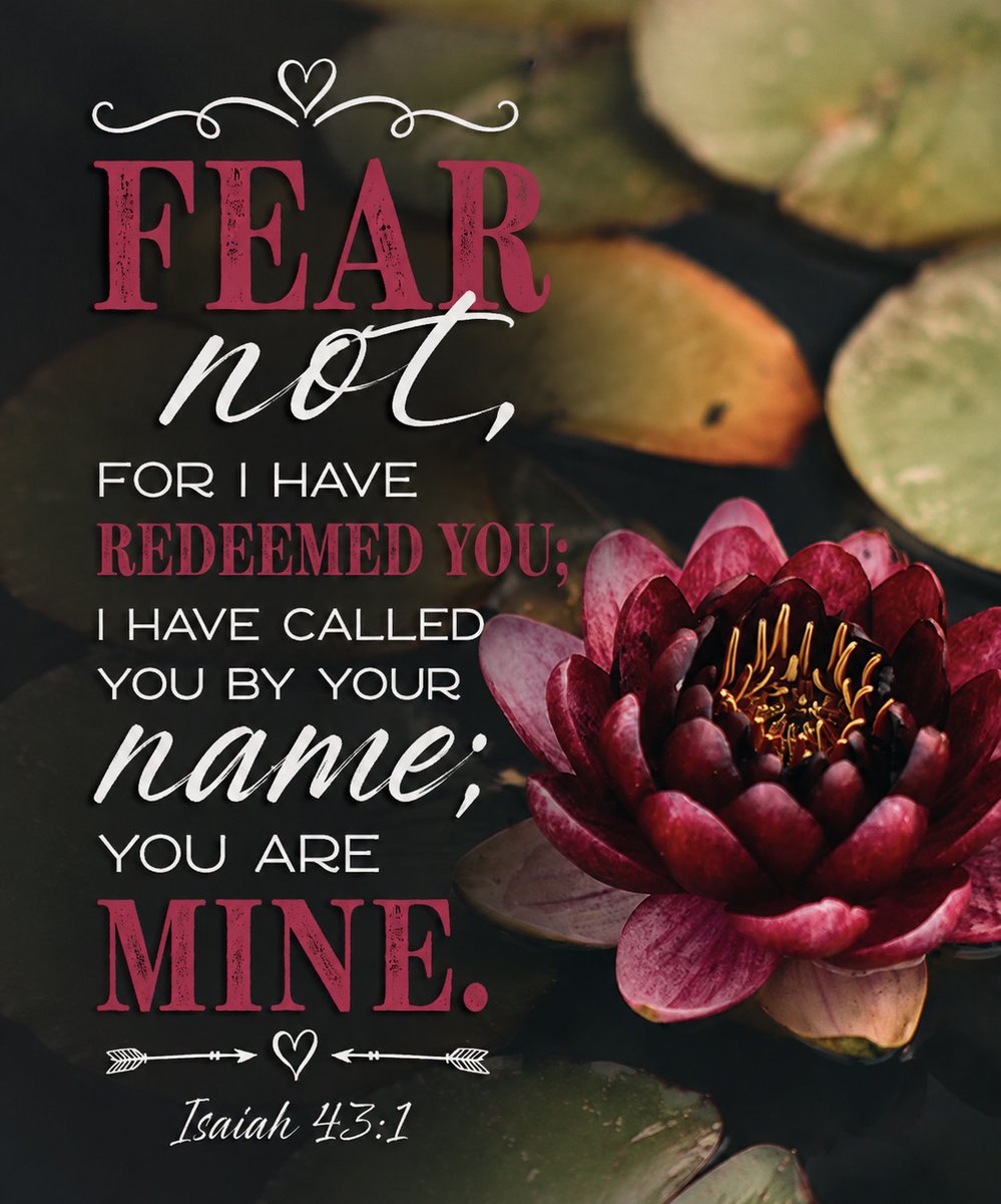 tolocarsa's tweet photo. 📖 Isaiah 43:1 b (NKJV)
"Fear not, for I have redeemed you;
I have called you by your name;
You are Mine." https://t.co/dK4q8pgHqO