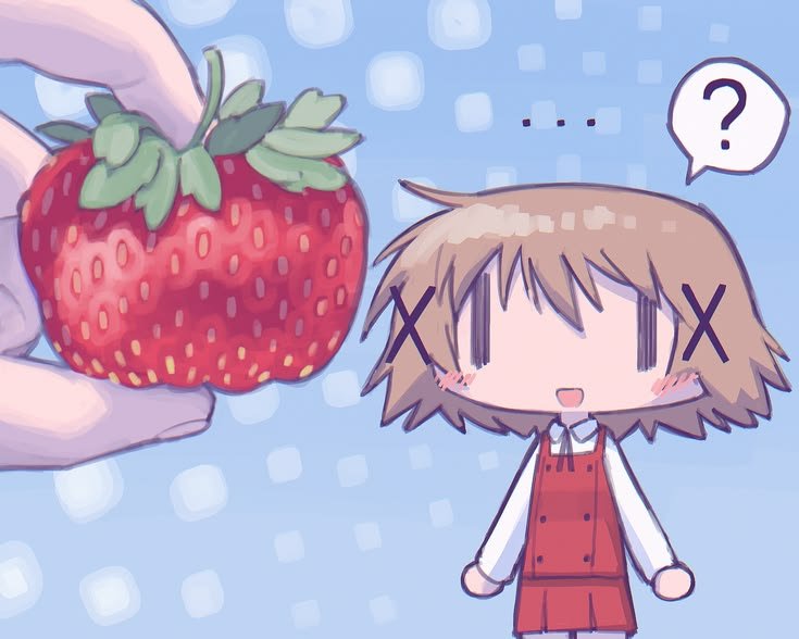 Paikeborea's tweet photo. She is only 1 strawberry wide https://t.co/nuhi5A7nxh