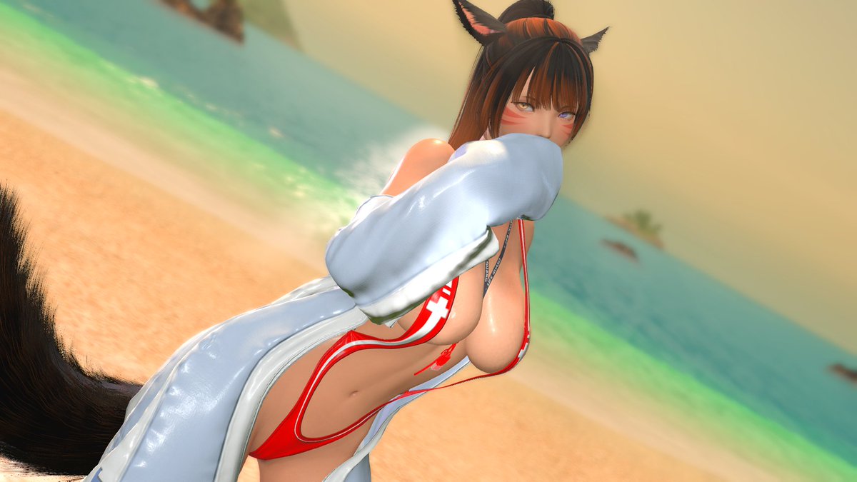 ShinyNamielle's tweet photo. Late for the trend, just in time for the rescue (in game)🐧

#miqote #ffxivgposers #gposersnsfw https://t.co/aFO2r5abn2