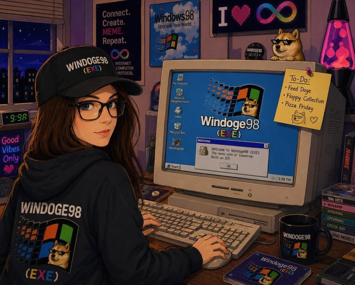 Brit9122's tweet photo. Some people remember Windows 98.

We’re bringing that feeling back—except this time it lives on-chain.

Windoge98 (EXE) mixes internet nostalgia with the speed and power of Internet Computer, proving that meme coins can have personality, community, and culture all in one place.

The desktop may be from the past…

The future isn’t. 💚♾️🫶🐕

#Windoge98 #EXE #ICP #InternetComputer #BuiltOnICP #Web3 #Crypto #MemeCoin #OnChain #DeFi