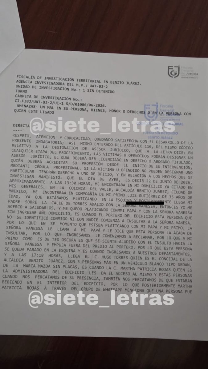 siete_letras's tweet photo. Denuncian AMENAZAS contra vecinos que temen DESPOJOS:

Habitantes de Patricio Sanz 529, @En_laDelValle, acusan presuntas complicidades entre porteros, administradores y @HugoTorresCDMX para intimidarlos  y sacarlos del edificio (en proceso de rehabilitación por sismo). https://t.co/hNLEEwO0E2
