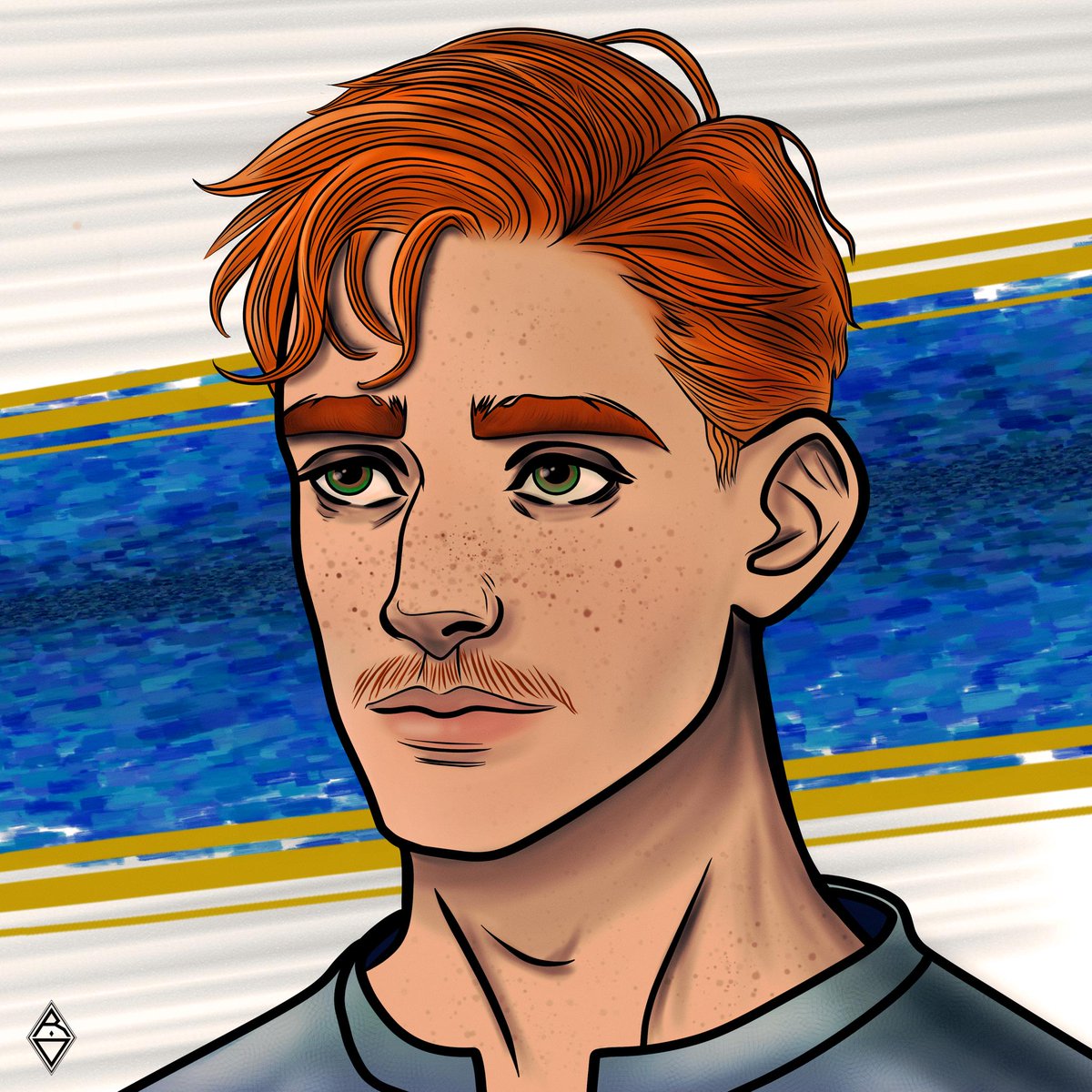 RainingOpals's tweet photo. Sick of drawing hands, I did some portraits. Here is one of Garran's best friend; Sergeant Karl "Horse" Jervaise. One of my best pieces of 2025, though looking back I wish I'd found a better way to fade his hair into his skin. My shading work was improving. https://t.co/Y9LFscdGWA