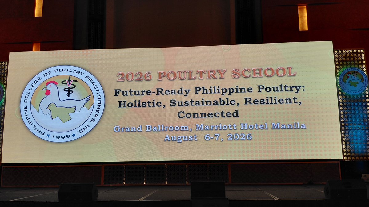 VincentGuyonnet's tweet photo. Ready for the start of the 2026 #Poultry School by the #Philippines College of Poultry Practitioners #PCPP with a full 2-day agenda. The theme is "#Holistic, #Sustainable, #Resilient and #Connected" . #Broilers #Layinghens #Eggs #Feedtheworld #Veterinarians https://t.co/9DnrgJzJnx