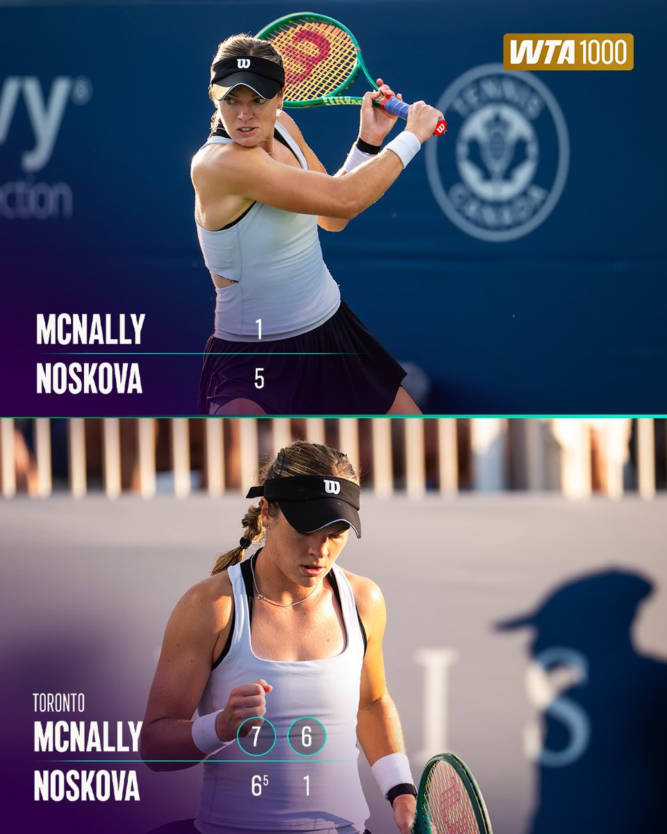 WTA's tweet photo. Now THAT’S a COMEBACK!!! 💪

@CatyMcNally knocks out the Wimbledon Champion Noskova in an amazing straight set comeback.

#NBO26 https://t.co/vUshzqonib