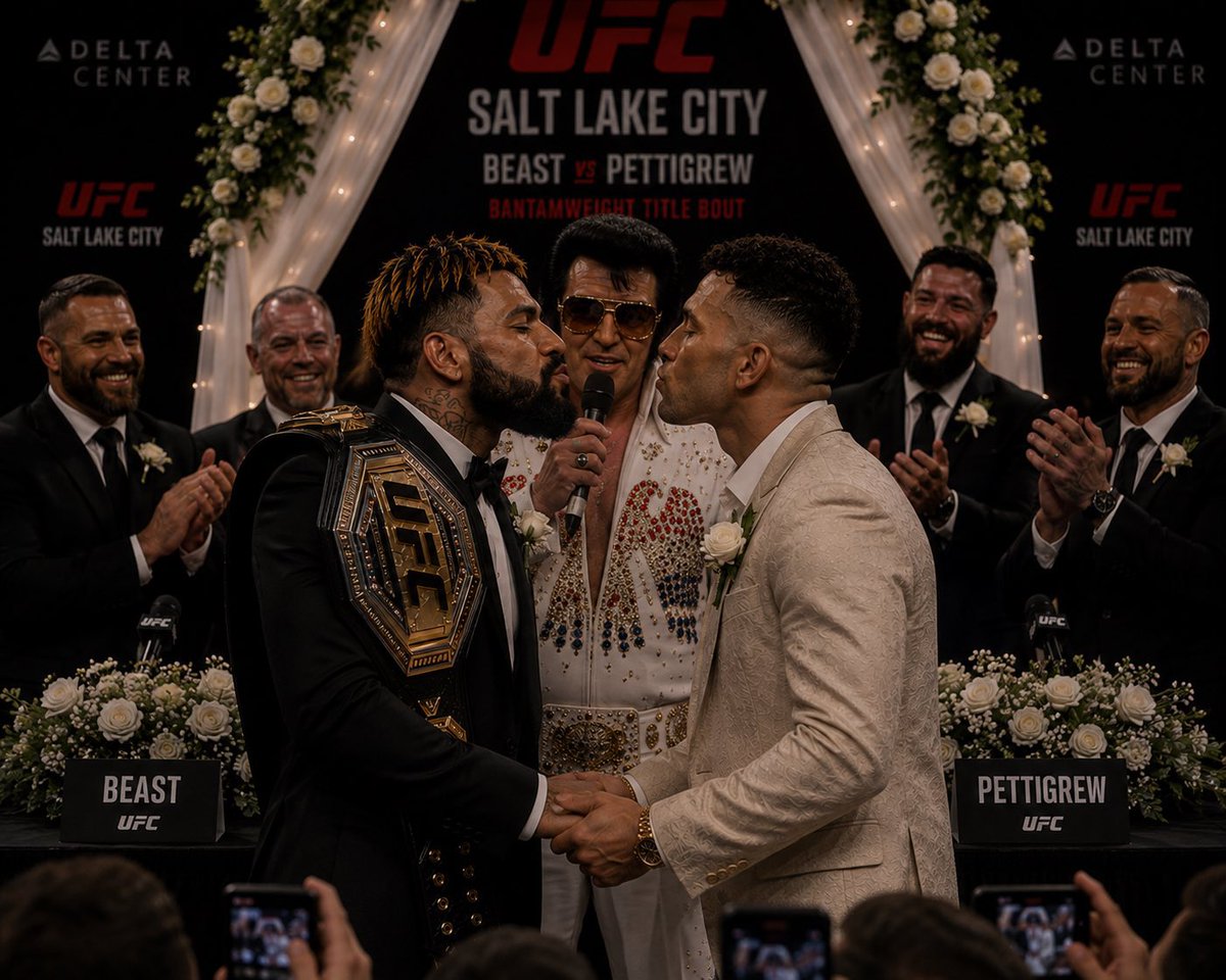 IFC_dunkle's tweet photo. BREAKING NEWS:
Congratulations to @blackbeast_cup and @KaiPettigrew on a successful marriage!!! They will now go by Black Beast-Pettigrew and Kai Beast-Pettigrew for their fight tomorrow. https://t.co/LJZiNj2Mh1