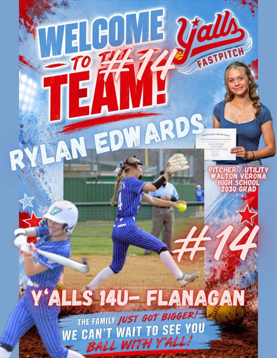 RylanEdwards14's tweet photo. I am so excited to announce that I am playing for Yalls Flanagan 14u. I’m so happy for the opportunity to finally play on a local team, with an amazing group of talented girls! Check out our fall schedule, so excited to get this season started! 

@ExtraInningSB @SoftballDown @TOP_D1RECRUITS @PrepSoftball @LineDsoftball @MaxPreps @d1fastpitch1 @CoastRecruits @CoastRecruitsSB @BeThatPlayer1 @gatorjack72