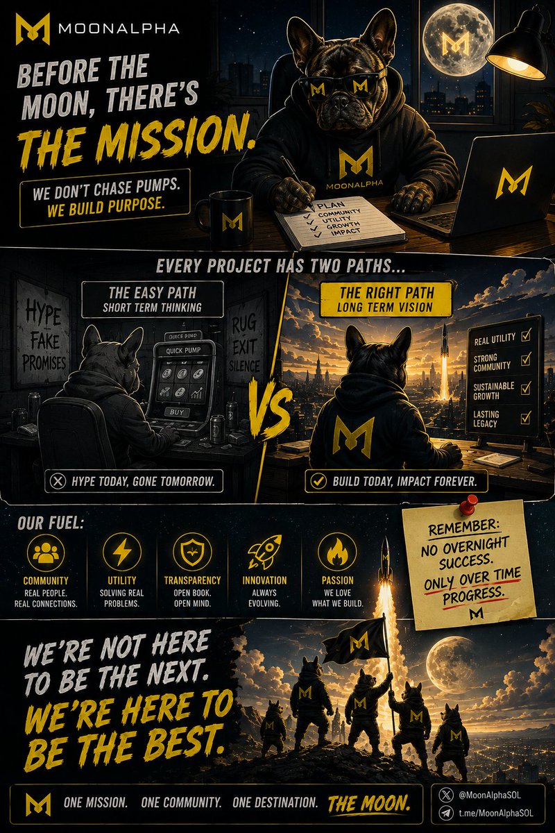 CryptoB79043's tweet photo. Success isn't built in the spotlight.

It's built during the nights when nobody believes, nobody notices, and nobody claps.

That's exactly where MoonAlpha is doing its best work.
🌕🐶🚀
@MoonAlphaSOL #BuiltForTheMoon https://t.co/d5E5bM8U0Z