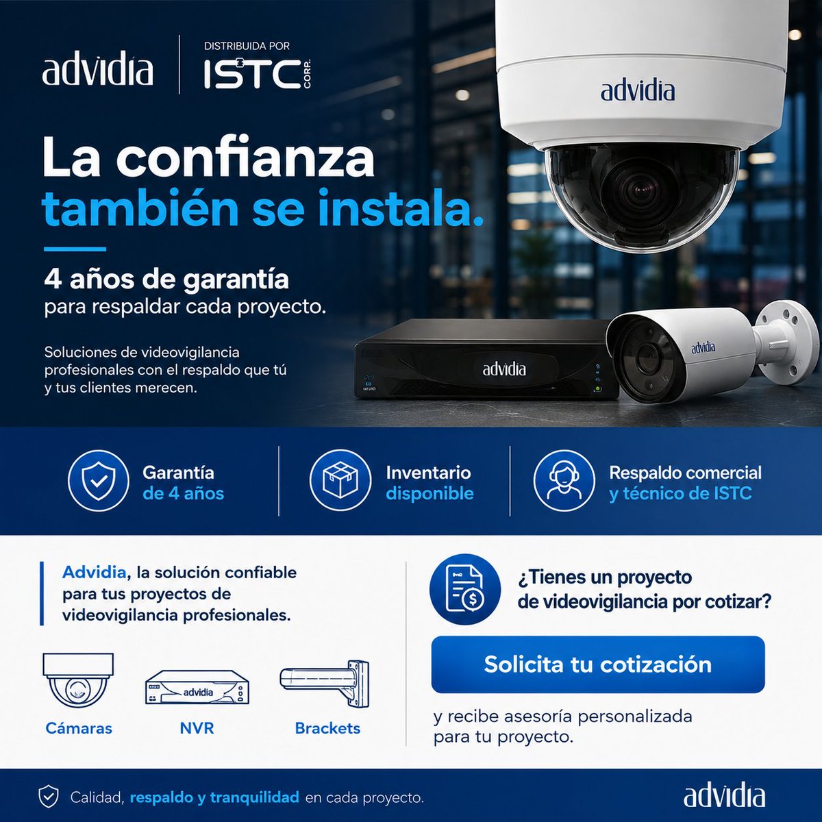 ISTC_Corp's tweet photo. La confianza también se instala.

Advidia ofrece 4 años de garantía, inventario local y el respaldo de ISTC.

Solicita tu cotización.

Advidia - ISTC Corp https://t.co/Gv9BHenQrq