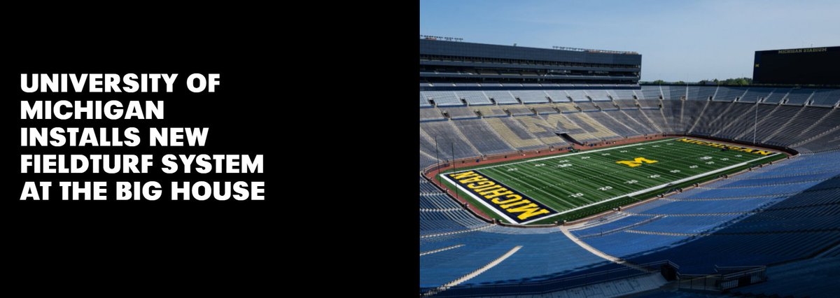 FieldTurf's tweet photo. For over 20 years, @FieldTurf has been the surface of choice at Michigan Stadium 🏟️That tradition continues with the new #artificialturf that was just installed at the ‘Big House’ 🏈 We’re proud to once again be trusted on the Wolverines’ game field as well as at their indoor and outdoor practice facilities. 

Read more: https://t.co/go19tE7XzC

#ChangeTheGame #CollegeFootball #SyntheticTurf #SportsConstruction #PlayerSafety