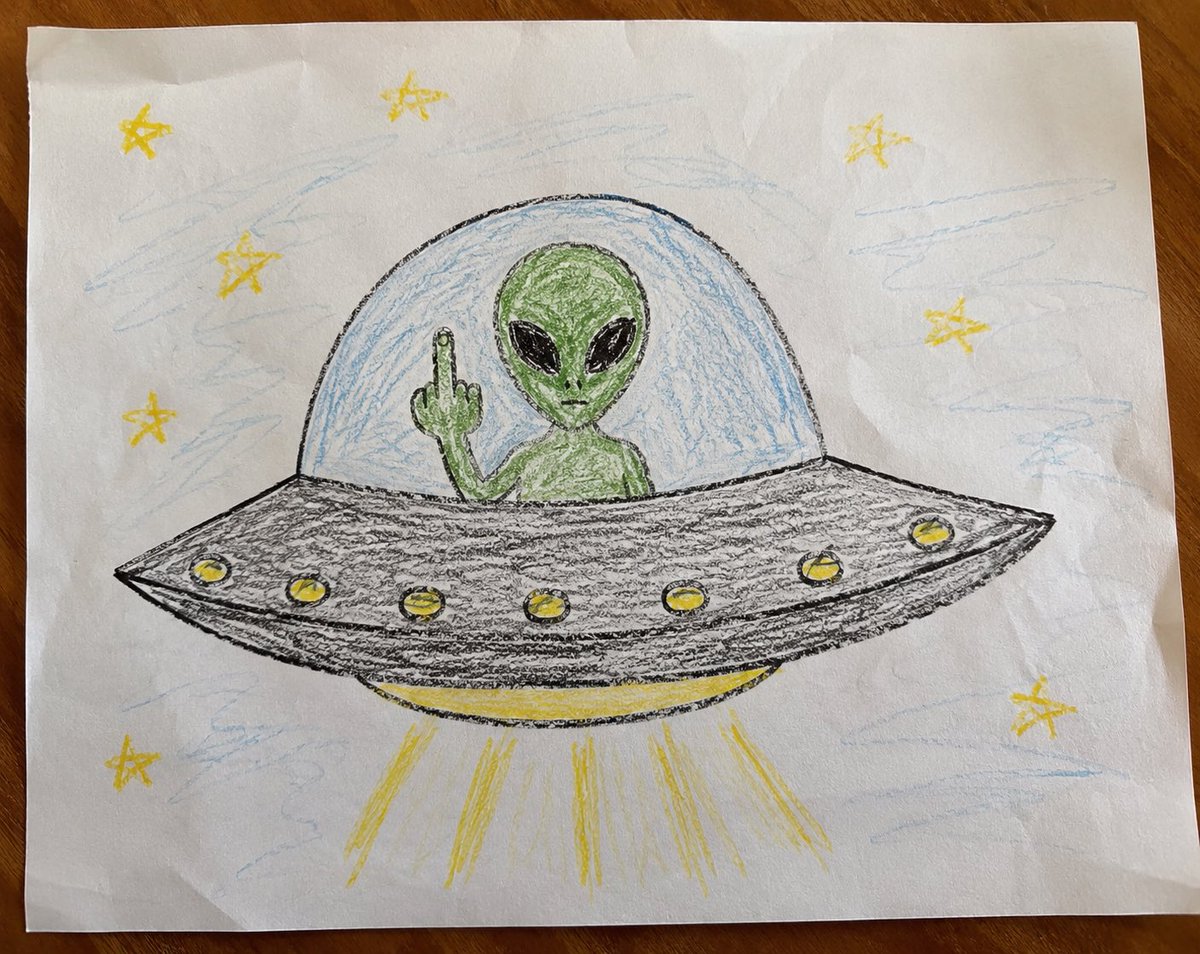 ShaneFrakes's tweet photo. The biggest, most ridiculous yarn I’ve ever heard is someone claiming their drawing was proof of UFOs, and that the government classified it because it was “undeniable.”

Stop and think about that for a second. A third-party drawing is being presented as undeniable evidence.

That isn’t what undeniable proof looks like. It’s a drawing. Anyone can draw anything.

The drawing in question: