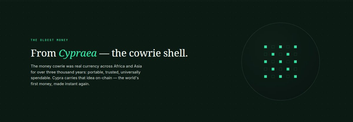 usecypra's tweet photo. We changed our name. Sterling is now Cypra. The cowrie shell, Cypraea moneta, was the money West Africa used long before the naira. We took the name from it. Same product, same job: all inside Telegram.

Your money, the moment you want it.
/start → https://t.co/Nq5in58DHS https://t.co/744SqF0Vqx