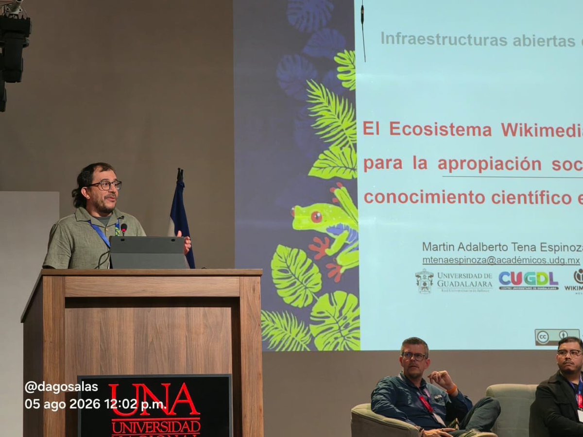 mtenaespinoza's tweet photo. Hoy presentamos en el #ForoLATAMCienciaAbierta 2026 #CostaRica la propuesta:
“El Ecosistema Wikimedia como infraestructura crítica para la apropiación social y la democratización del conocimiento científico en América Latina”
Acá la presentación:
https://t.co/3Wuqtnh45u https://t.co/sXmaNPNMvb