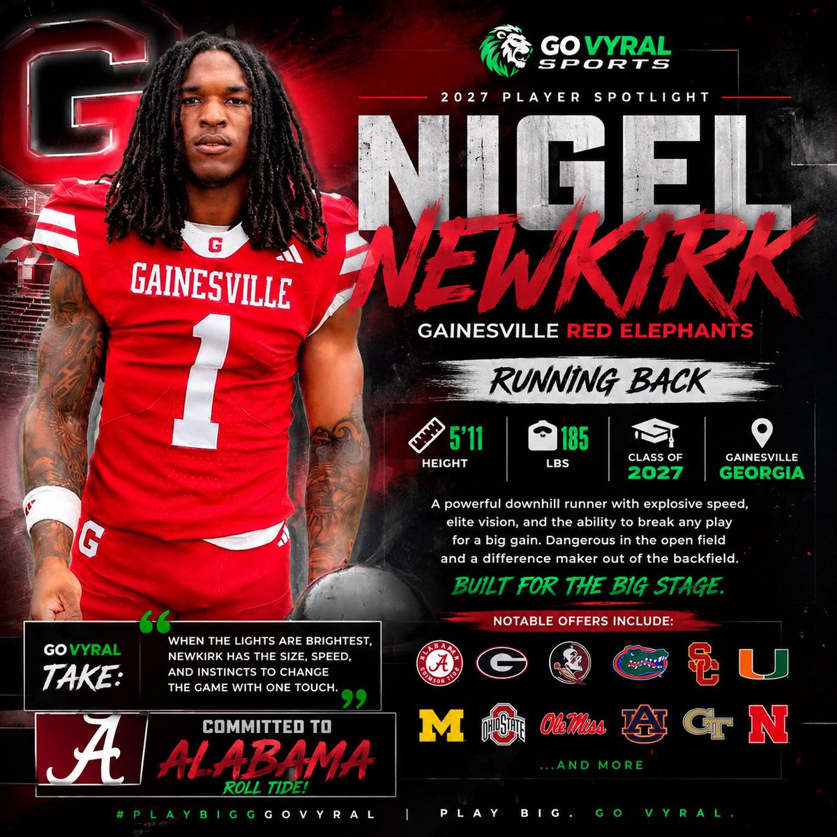 GoVyralX's tweet photo. The state of Georgia continues to produce elite running back talent, and Nigel Newkirk is proving he belongs in that conversation. https://t.co/51xOiBqlzO