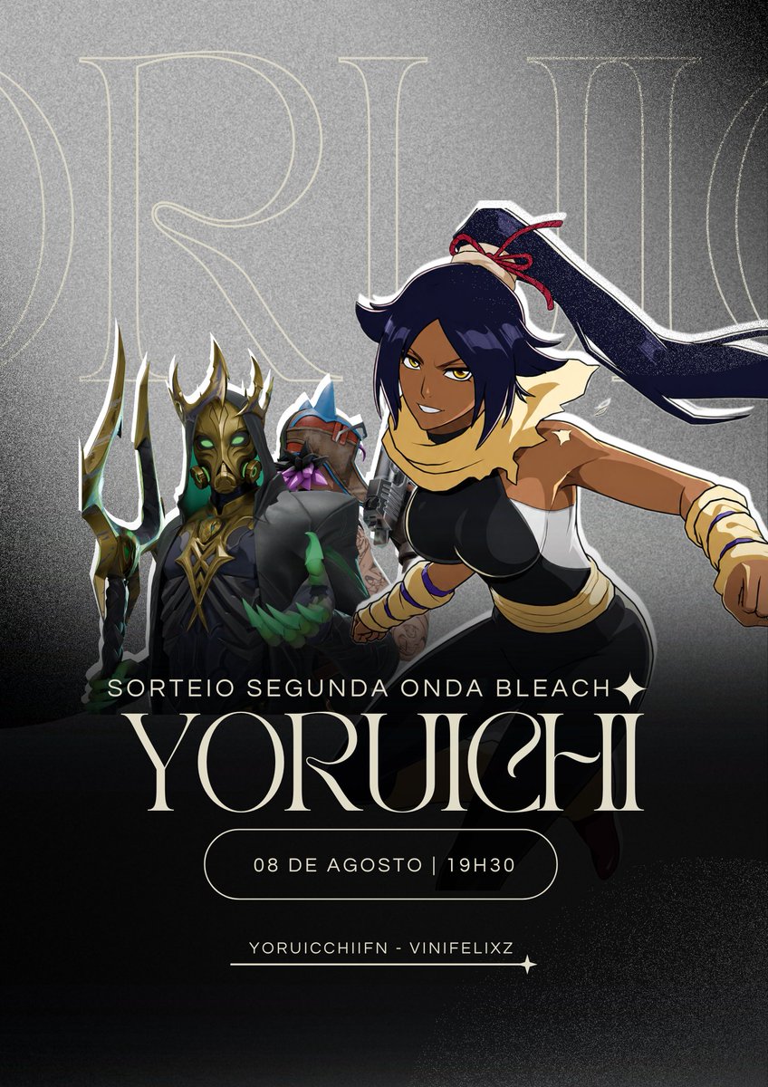 ViniFelixZ's tweet photo. 🐈‍⬛ Sorteio 1x Skin Yoruichi Shihõin no Fortnite 🐈‍⬛

Requisitos:

- Seguir @ViniFelixZ e @Yoruichiifn
- Dar RT e Curtir esse post
- Marque dois amigos nos comentários

Resultado dia 8 de Agosto às 19:30 (BRT).
Boa sorte!! https://t.co/b5FjSx358M