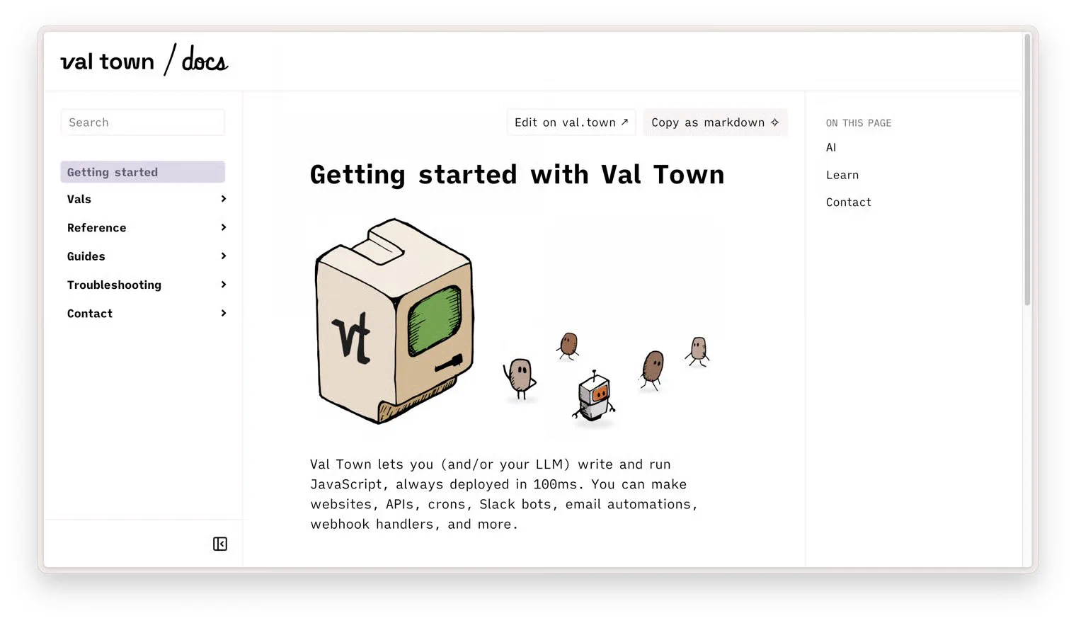 docs.val.town, Getting started