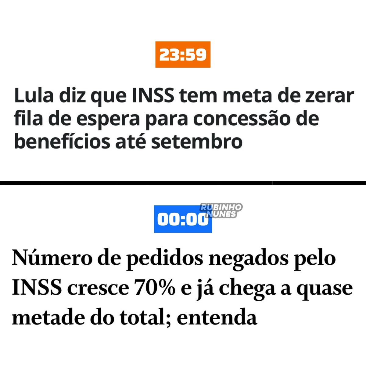 RubinhoNunes's tweet photo. Lula prometeu zerar a fila do INSS, só não disse como. 🤡 https://t.co/ZdMlbp8dY1
