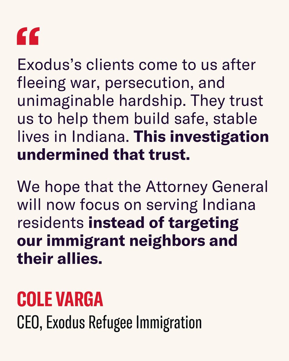 ACLUIndiana's tweet photo. A federal court just blocked Attorney General Todd Rokita from enforcing his investigative demand against Exodus Refugee Immigration.

Read more: https://t.co/XET3drlrzy https://t.co/6BDx1I6BGE