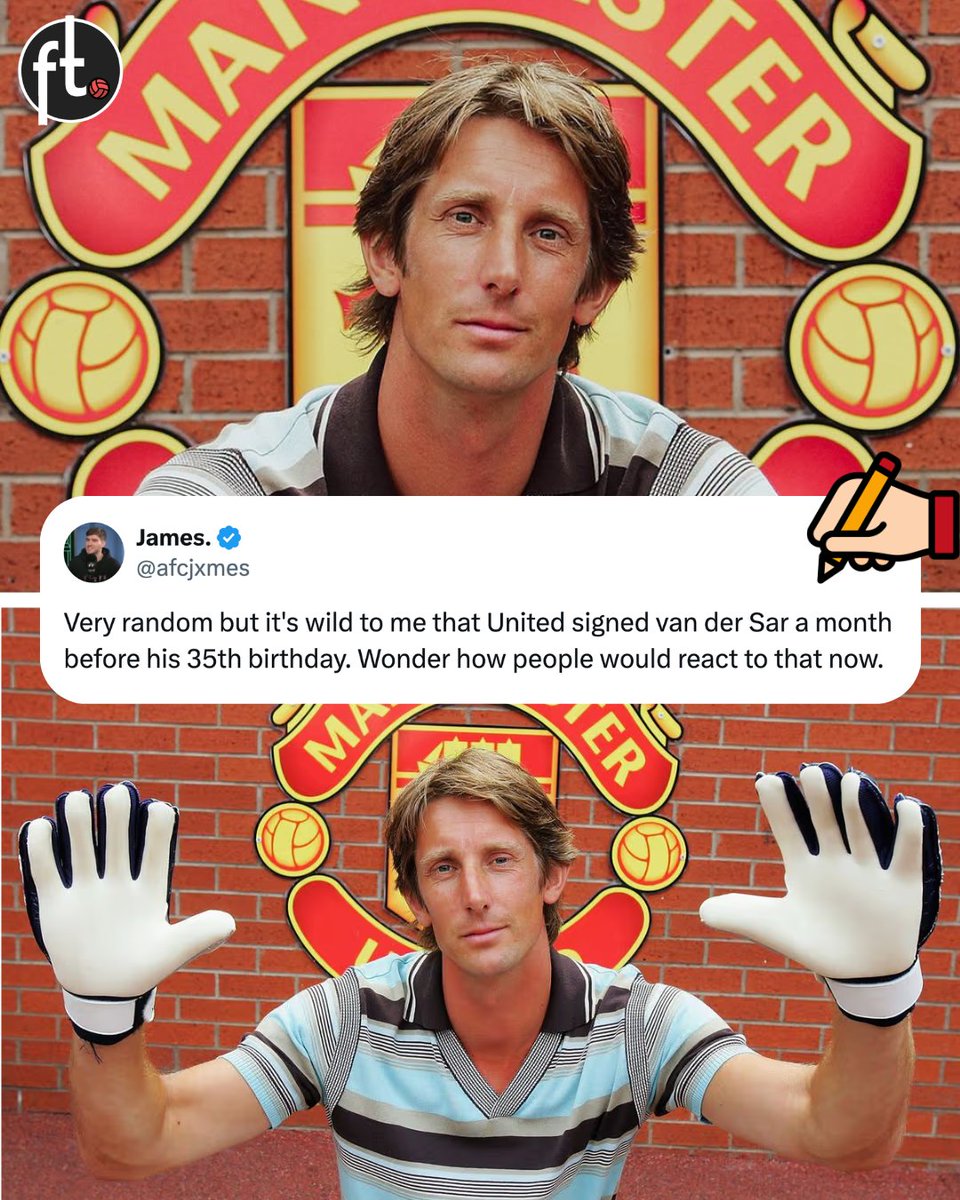 Footballtweet's tweet photo. 🤯 It's actually mad that Manchester United signed a 35-year old goalkeeper who then went on to play 266 times for the club.

His last game for United was against Barcelona in the 2011 Champions League final. https://t.co/iXkOpW5Os9