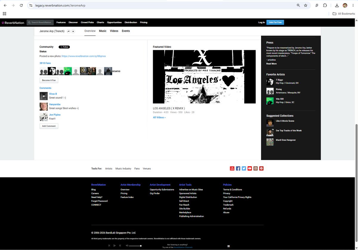 __JeromeArp__'s tweet photo. @ReverbNation 
Thankfully Reverbnation came to their senses and went back to the familiar OG version a lot of underground artists needed, wanted and maybe took for granted.  
The site seems to be back to its old look https://t.co/74OtByGOAC