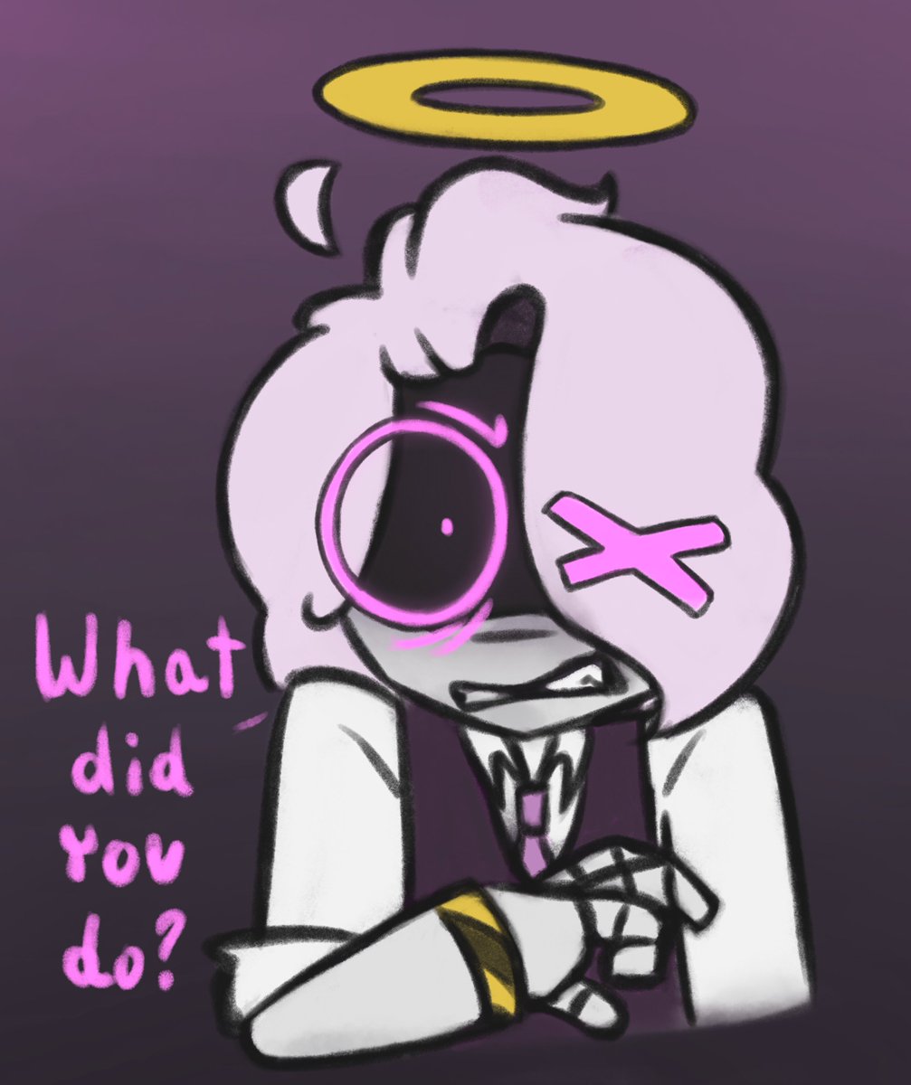 Purple_Creator_'s tweet photo. "What did you do?" - Suriel #murderdrones #murderdronesoc #oc https://t.co/JXL2rliVjm