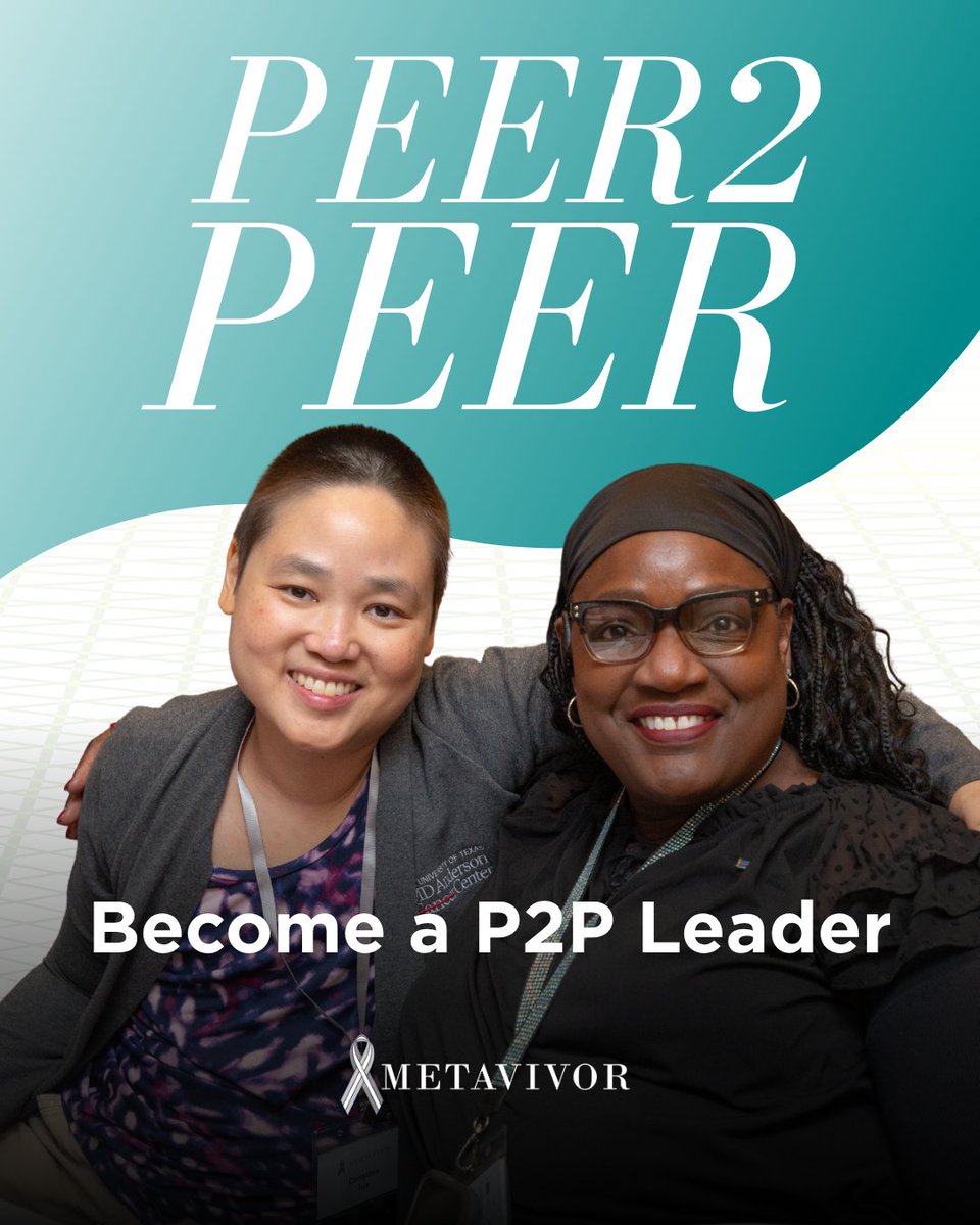 metavivor's tweet photo. METAvivor's Peer2Peer (P2P) program connects people living with metastatic breast cancer through meaningful, peer-led support built on shared experience.

Our goal is to have a trained P2P leader in every state.
Learn More - https://t.co/X72octBevj https://t.co/PIUUjNlf2F