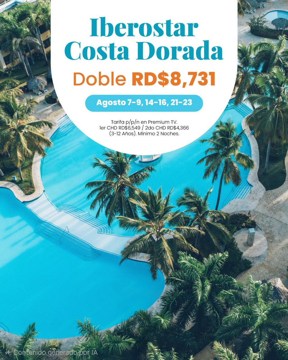Evitoursrd's tweet photo. IBEROSTAR COSTA DORA

Más información 
📲 Escríbenos al WhatsApp o DM
📧 evitoursrd@gmail.com
📞 809-922-3271
📸 @evitoursrd https://t.co/q9qpl3Cz3l