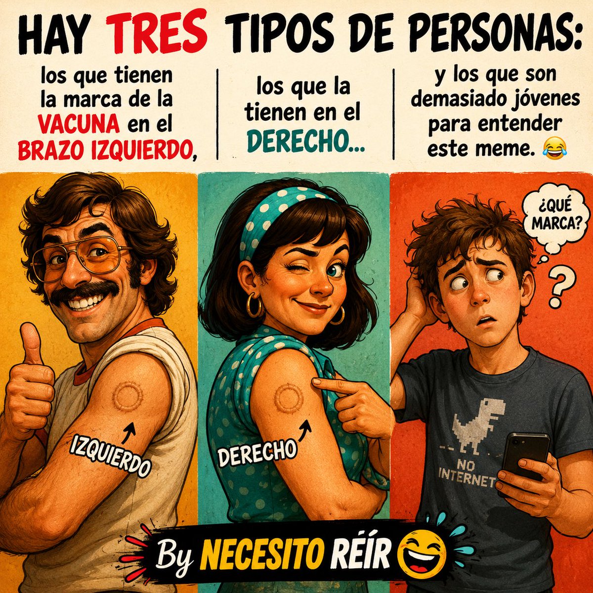 ReirNecesito's tweet photo. Solo los de cierta quinta entenderán este meme… y seguramente ya se estén mirando el brazo. 😂 #NecesitoReir https://t.co/yqMo4bbg5v