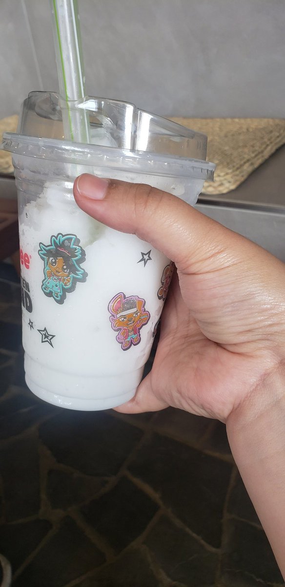 PrincessFWrites's tweet photo. @JollibeeUSA advertising #ForgottenIsland! I wasn't fully paying attention if they had any merch attached to it cuz we ordered from the kiosk, but they low-key should.....just saying....😏

Chibi Raissa, Jo, and Raww are so cute! https://t.co/uxKWWG7QBz
