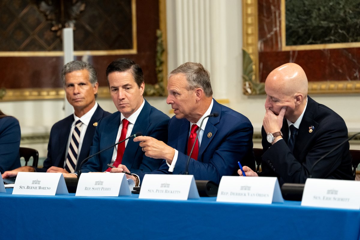 RepScottPerry's tweet photo. Thanks to @VP Vice President JD Vance for asking me to the table at the White House Fraud Task Force today, to discuss the Trump Administration’s historic effort to crush this crime around our Nation.

One of the reasons I was asked was because of my relentless call not only to stop the hemorrhaging of fraud, waste, and abuse plaguing our Nation, but to seek justice from those who perpetrate it against the American Taxpayers.
