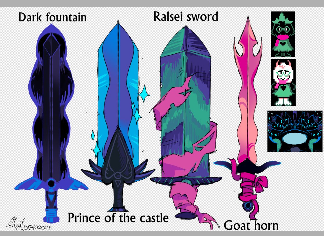 DevoGamer2's tweet photo. experimenting with how the sword will look if ralsei had one https://t.co/qgixEtK7Ls