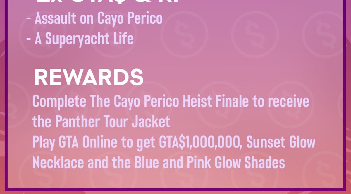 GTASixInfo's tweet photo. Rockstar has released a mysterious new update for GTA 5 today, but no patch notes have been published yet.

Some community members have received an email saying that anyone who logs into GTA Online starting tomorrow will receive the Sunset Glow Necklace and Pink & Blue Glow Shades as free rewards.

It's happening.