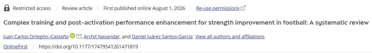 JuankOrtegonC's tweet photo. 📚⚽ New publication!

Our systematic review explores complex training and post-activation performance enhancement (PAPE) for improving strength-related performance in football.

🔗 https://t.co/GXs1BylxOj

#FootballScience #PAPE #StrengthConditioning https://t.co/kQxQsnorPV