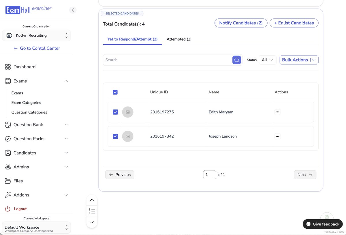 kvngzaza_'s tweet photo. #ExamhallProgressLog 005
β
Candidate Email Notifications β examiners can now send bulk or personalized emails to candidates in one click, with dynamic placeholders like candidate name, access code, and exam link.
β
Also added support for scheduled notifications. https://t.co/hJzZt2BURR