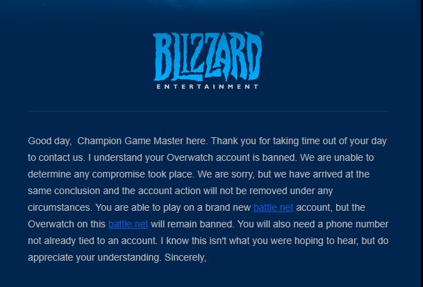 SpaceFox_OW's tweet photo. I still have no idea why I was permanently banned. I’ve read the Code of Conduct and ToS over and over, and I genuinely can’t understand how a permanent ban with no prior bans was justified. SpaceFox#11379 @BlizzardCS @Blizzard_Ent #Overwatch https://t.co/tOTbddlFJv