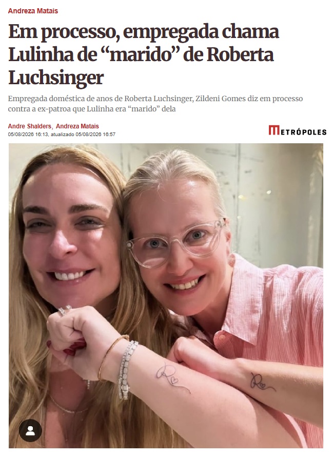 marinahelenabr's tweet photo. Isso porque compartilha a mesma tatuagem de BFF com a esposa do Lulinha. 🫣 https://t.co/0N9lfNAVgl
