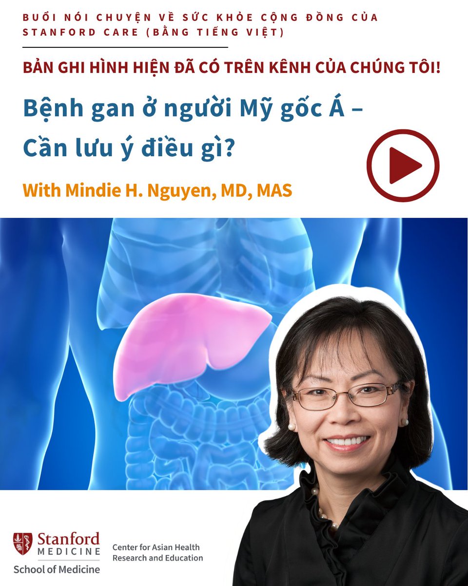 StanfordCAREs's tweet photo. Người Mỹ gốc Á chiếm 6% dân số Mỹ nhưng lại có 60% ca ung thư gan. Tại sao? Bác sĩ Mindie Nguyễn từ Stanford CARE giải thích các yếu tố nguy cơ, nghiên cứu mới nhất & cách phòng ngừa. Xem ngay: https://t.co/zJeYVpqN2X

Asian Americans represent 6% of the U.S. population but 60% of liver cancer cases. Why? Stanford CARE's Dr. Mindie Nguyen explains the risk factors, latest research & prevention strategies specific to Asian American communities.

#AsianHealth #LiverCancer #PrecisionMedicine #StanfordCARE #StanfordMedicine
