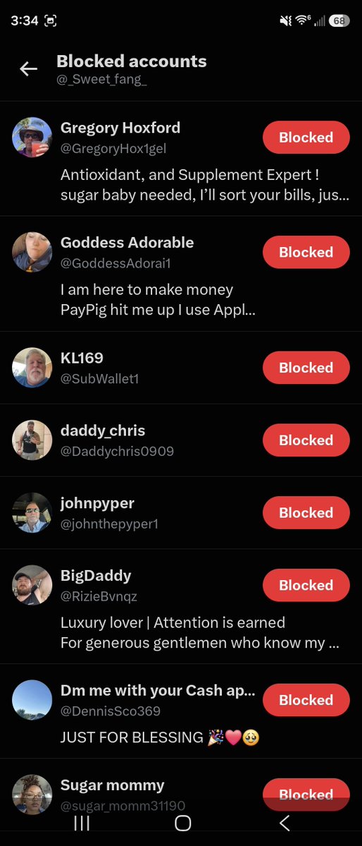 _Sweet_fang_'s tweet photo. The scammers I have blocked https://t.co/rLCF1eIQxo