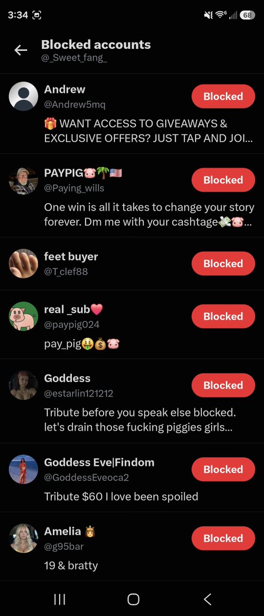_Sweet_fang_'s tweet photo. The scammers I have blocked https://t.co/rLCF1eIQxo