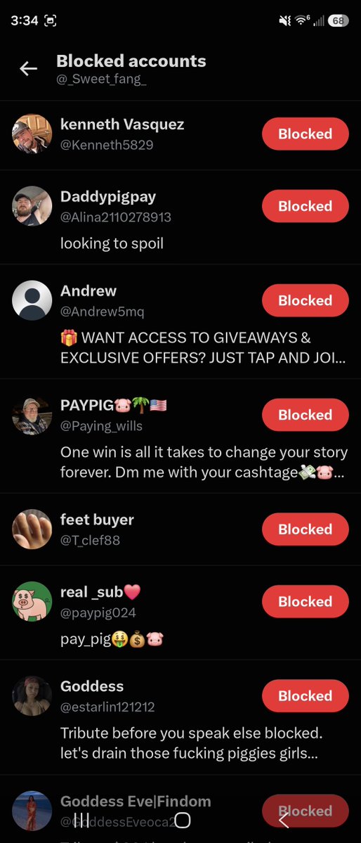 _Sweet_fang_'s tweet photo. The scammers I have blocked https://t.co/rLCF1eIQxo