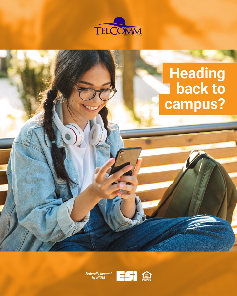 TelcommCU's tweet photo. Heading back to school? TelComm Teen Checking helps young adults manage money on their own terms. Real tools for real life. 

#BackToSchool #TeenChecking #TCUTips #BetterThanBanking https://t.co/EO5oTQSPfN