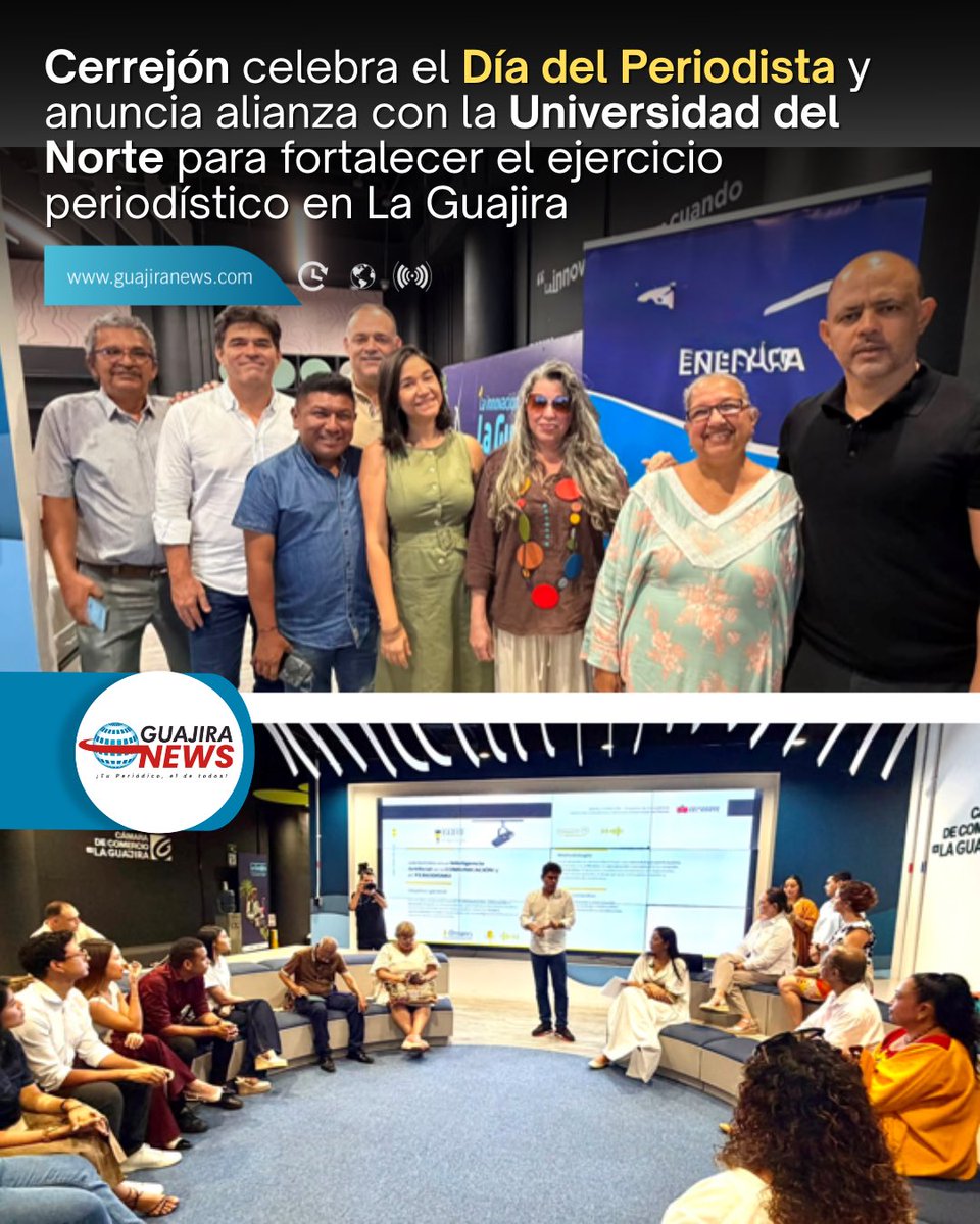 guajiranews's tweet photo. 🎉📰🎙️ | Cerrejón celebra el Día del Periodista y anuncia alianza con la Universidad del Norte para fortalecer el ejercicio periodístico en La Guajira

https://t.co/LyOnR22i8N https://t.co/1dNf6DoGX5