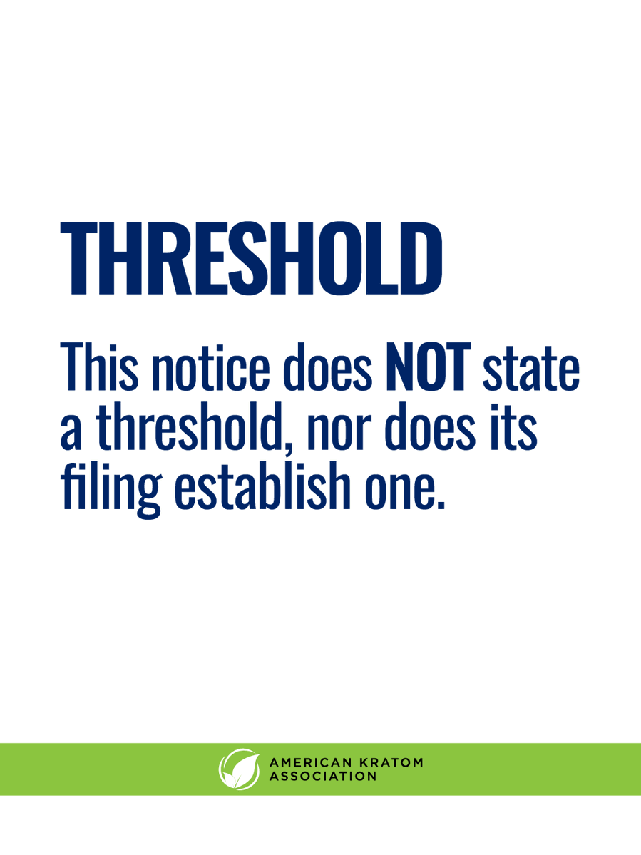 TheKratomAssn's tweet photo. This notice does not state or establish a threshold.
This notice did not have a comment period.

Source: Federal Register 2026-13581, July 6, 2026. https://t.co/eDF62BCe3S